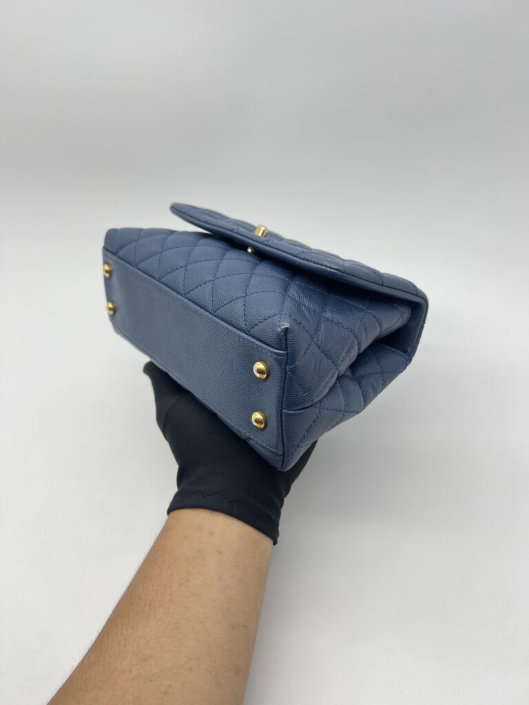 Chanel Small Coco Handle Caviar Blue GHW