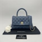 Chanel Small Coco Handle Caviar Blue GHW