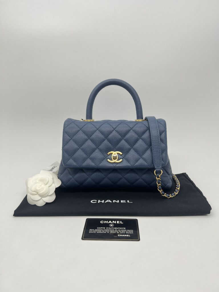 Chanel Small Coco Handle Caviar Blue GHW