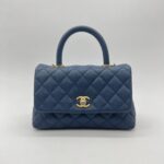 Chanel Small Coco Handle Caviar Blue GHW