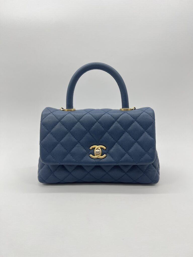 Chanel Small Coco Handle Caviar Blue GHW