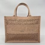 Dior Medium Book Tote Canvas Mesh Nude Pink