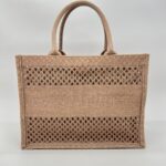 Dior Medium Book Tote Canvas Mesh Nude Pink