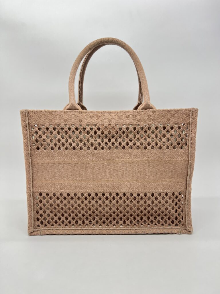 Dior Medium Book Tote Canvas Mesh Nude Pink