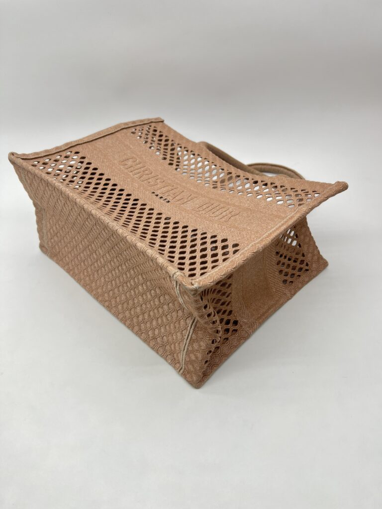 Dior Medium Book Tote Canvas Mesh Nude Pink
