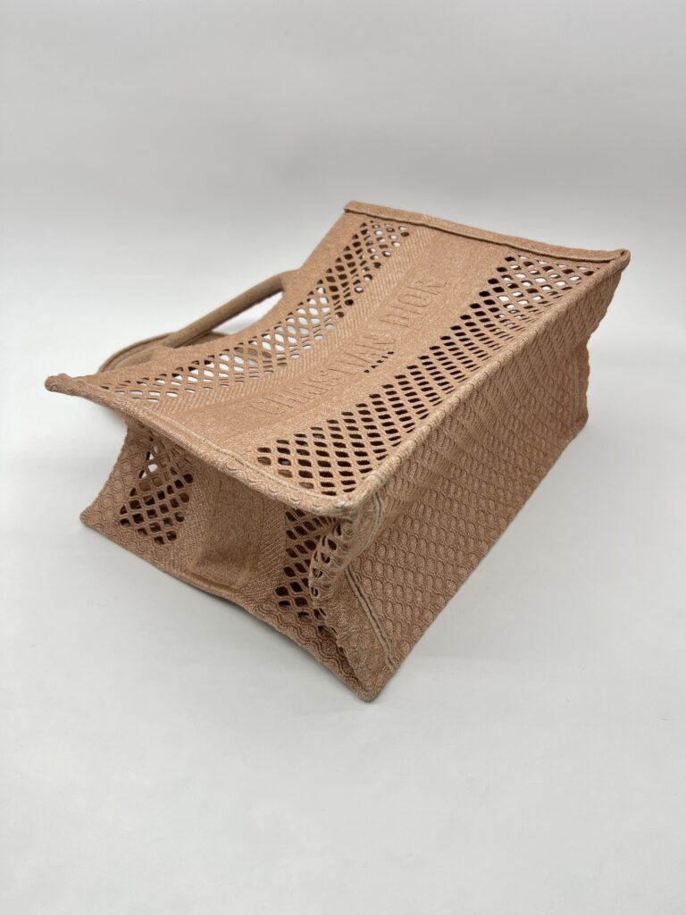 Dior Medium Book Tote Canvas Mesh Nude Pink