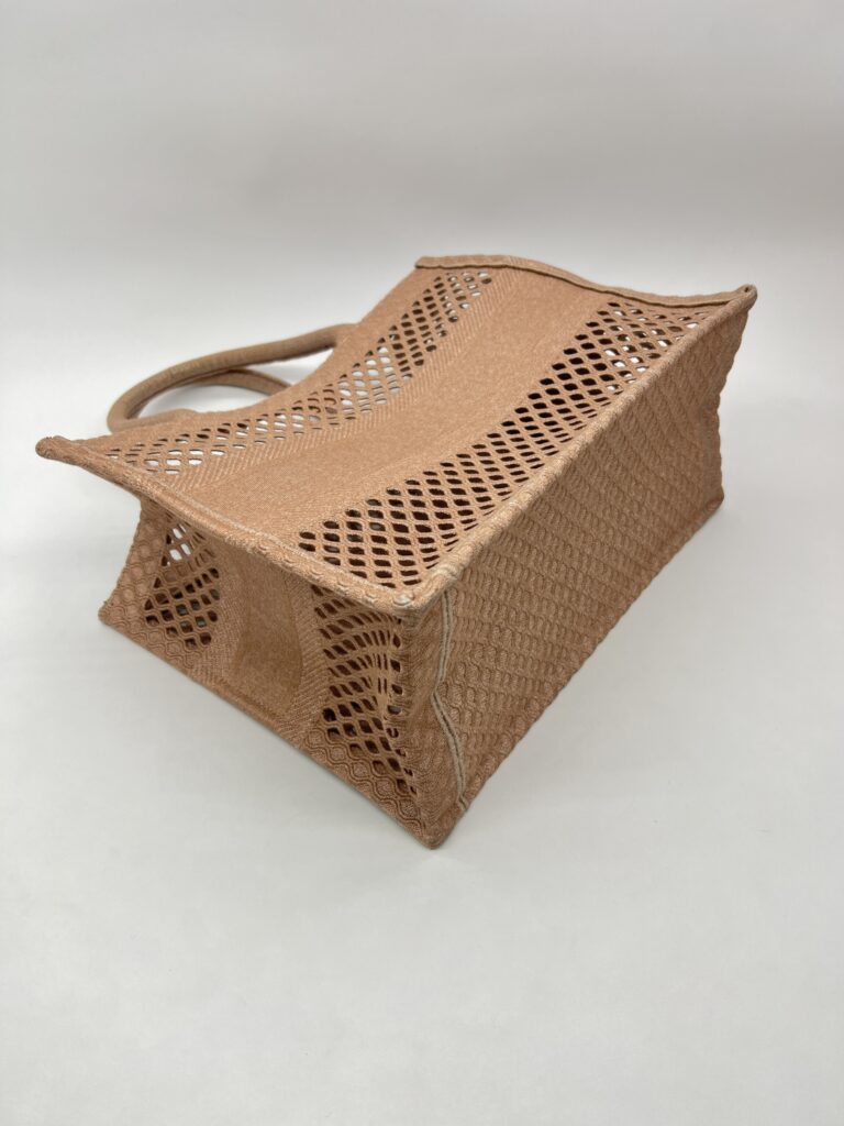 Dior Medium Book Tote Canvas Mesh Nude Pink