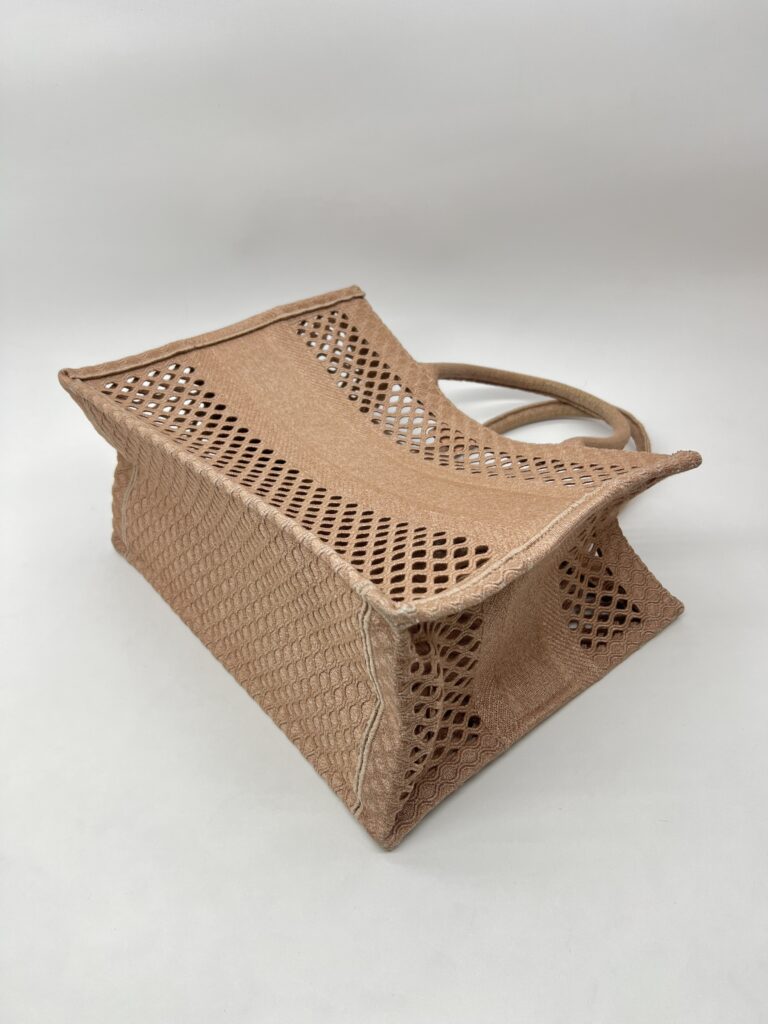 Dior Medium Book Tote Canvas Mesh Nude Pink