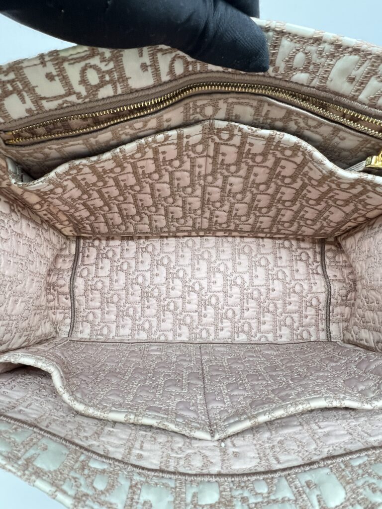 Dior Medium Book Tote Canvas Mesh Nude Pink