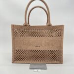 Dior Medium Book Tote Canvas Mesh Nude Pink