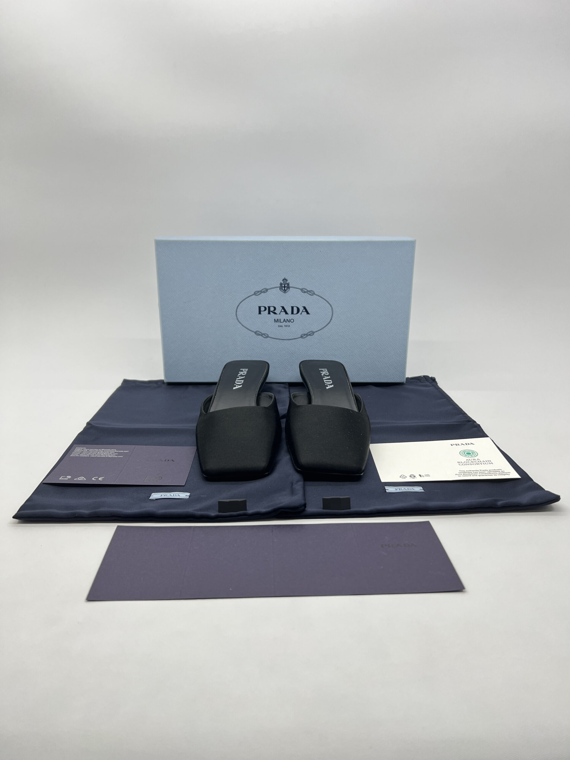 Prada Modellerie Mules Satin Black