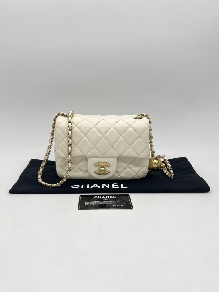 Chanel Mini Flap Bag Pearl Crush White GHW