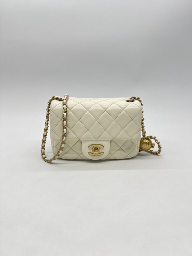 Chanel Mini Flap Bag Pearl Crush White GHW