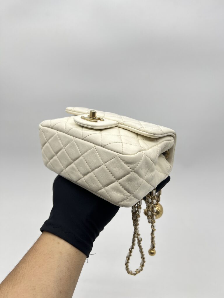 Chanel Mini Flap Bag Pearl Crush White GHW