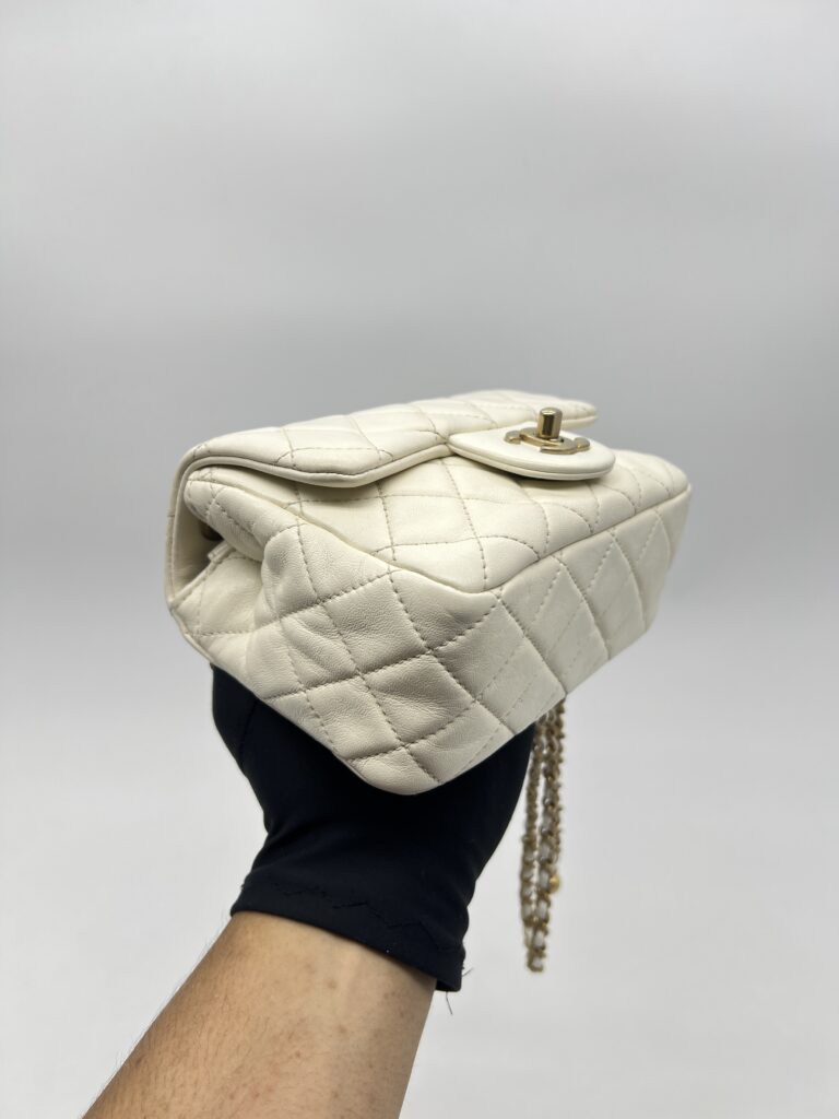 Chanel Mini Flap Bag Pearl Crush White GHW