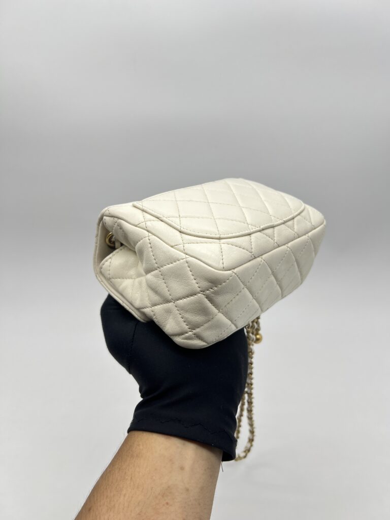 Chanel Mini Flap Bag Pearl Crush White GHW