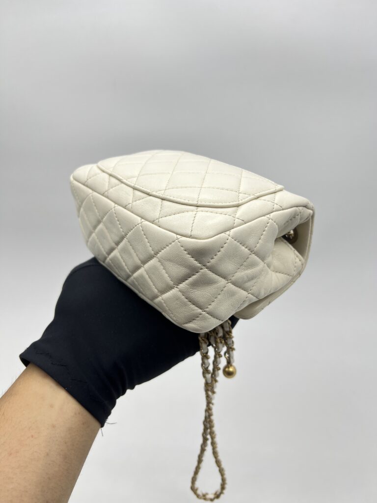 Chanel Mini Flap Bag Pearl Crush White GHW