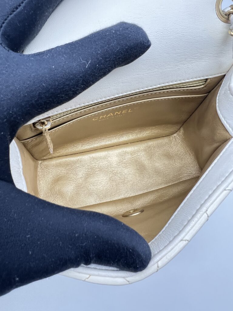 Chanel Mini Flap Bag Pearl Crush White GHW