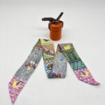 Hermes Twilly Super Silk Quest Bleu Cobalt/Rose/Jaune