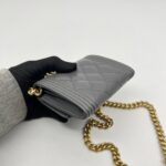 Chanel Boy Wallet Chain Caviar Grey GHW