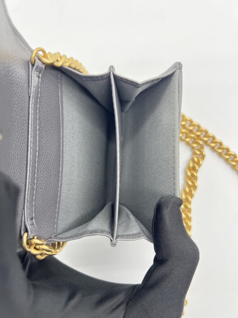 Chanel Boy Wallet Chain Caviar Grey GHW