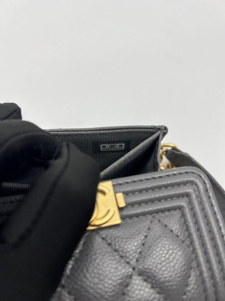 Chanel Boy Wallet Chain Caviar Grey GHW