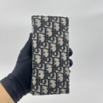 Dior Fold Long Wallet Canvas Blue Oblique