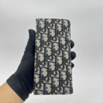 Dior Fold Long Wallet Canvas Blue Oblique