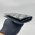 Dior Fold Long Wallet Canvas Blue Oblique