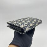 Dior Fold Long Wallet Canvas Blue Oblique