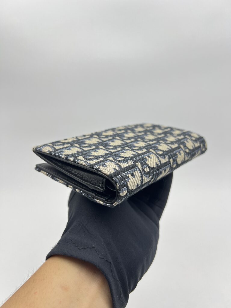 Dior Fold Long Wallet Canvas Blue Oblique
