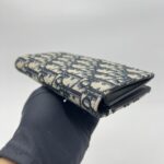 Dior Fold Long Wallet Canvas Blue Oblique