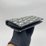 Dior Fold Long Wallet Canvas Blue Oblique