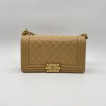 Chanel Boy 25 Caviar Dark Beige GHW