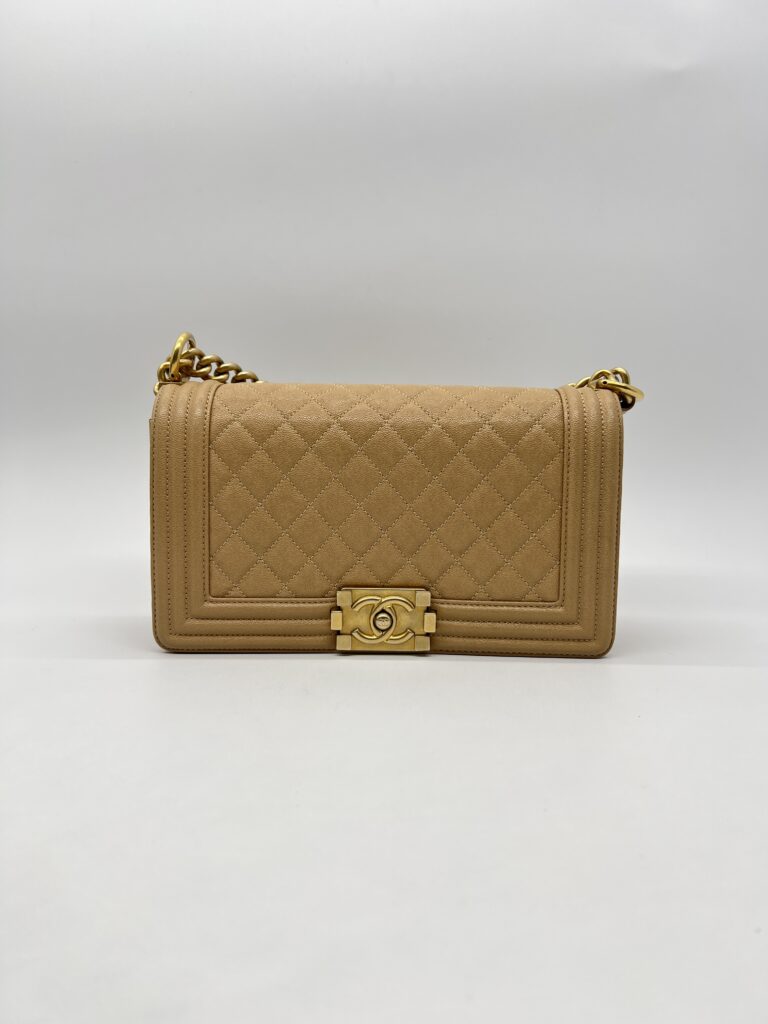 Chanel Boy 25 Caviar Dark Beige GHW