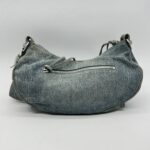 Balenciaga Small Le Cagole Blue Distressed Denim Crystal SHW