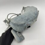 Balenciaga Small Le Cagole Blue Distressed Denim Crystal SHW