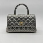 Chanel Small Coco Handle Caviar Metallic Silver GHW