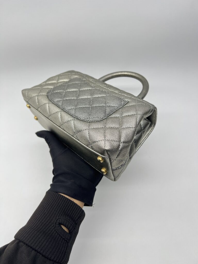 Chanel Small Coco Handle Caviar Metallic Silver GHW