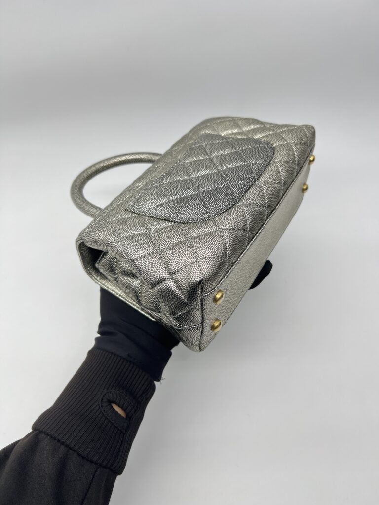 Chanel Small Coco Handle Caviar Metallic Silver GHW