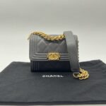 Chanel Boy Wallet Chain Caviar Grey GHW