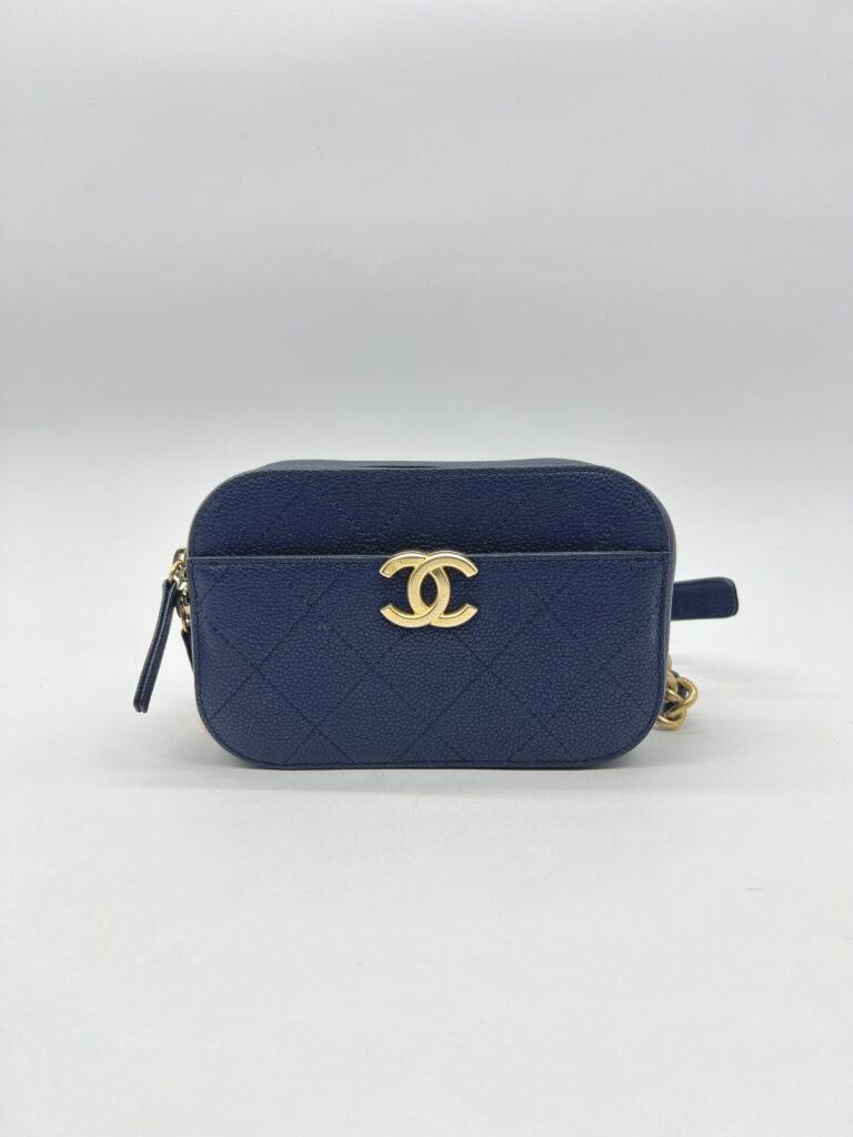 Chanel Chic Affianty Belt Bag Caviar Blue GHW