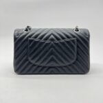 Chanel Medium Classic D Flap Chevron Caviar Black SHW