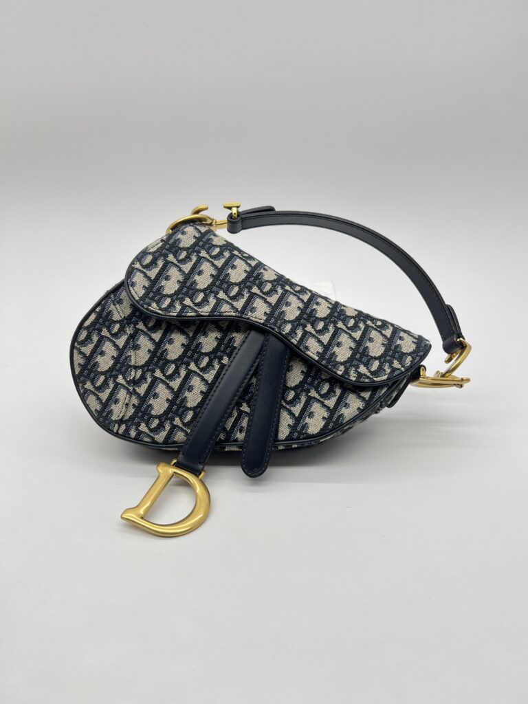 Dior Saddle Mini Oblique Canvas Blue GHW