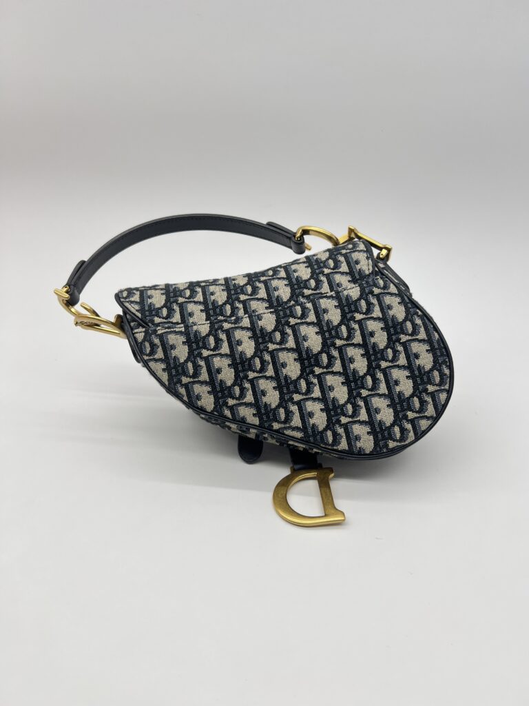 Dior Saddle Mini Oblique Canvas Blue GHW