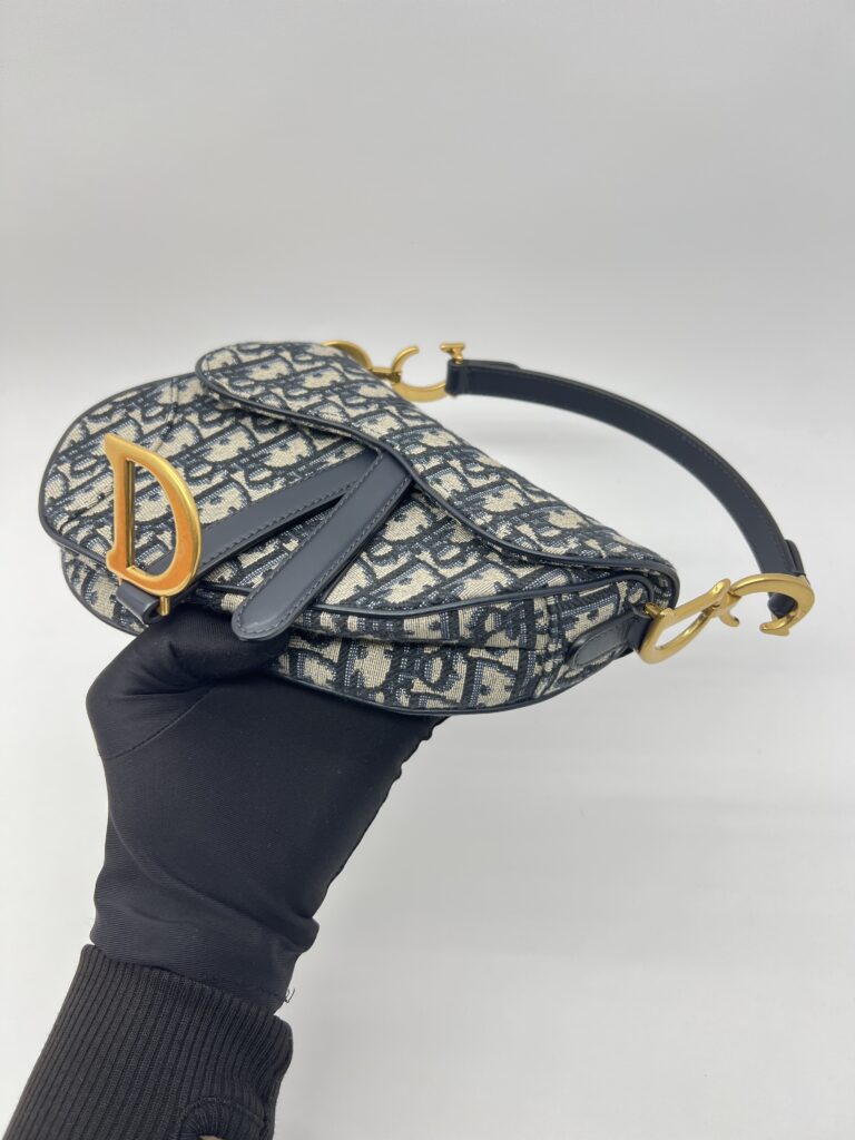 Dior Saddle Mini Oblique Canvas Blue GHW