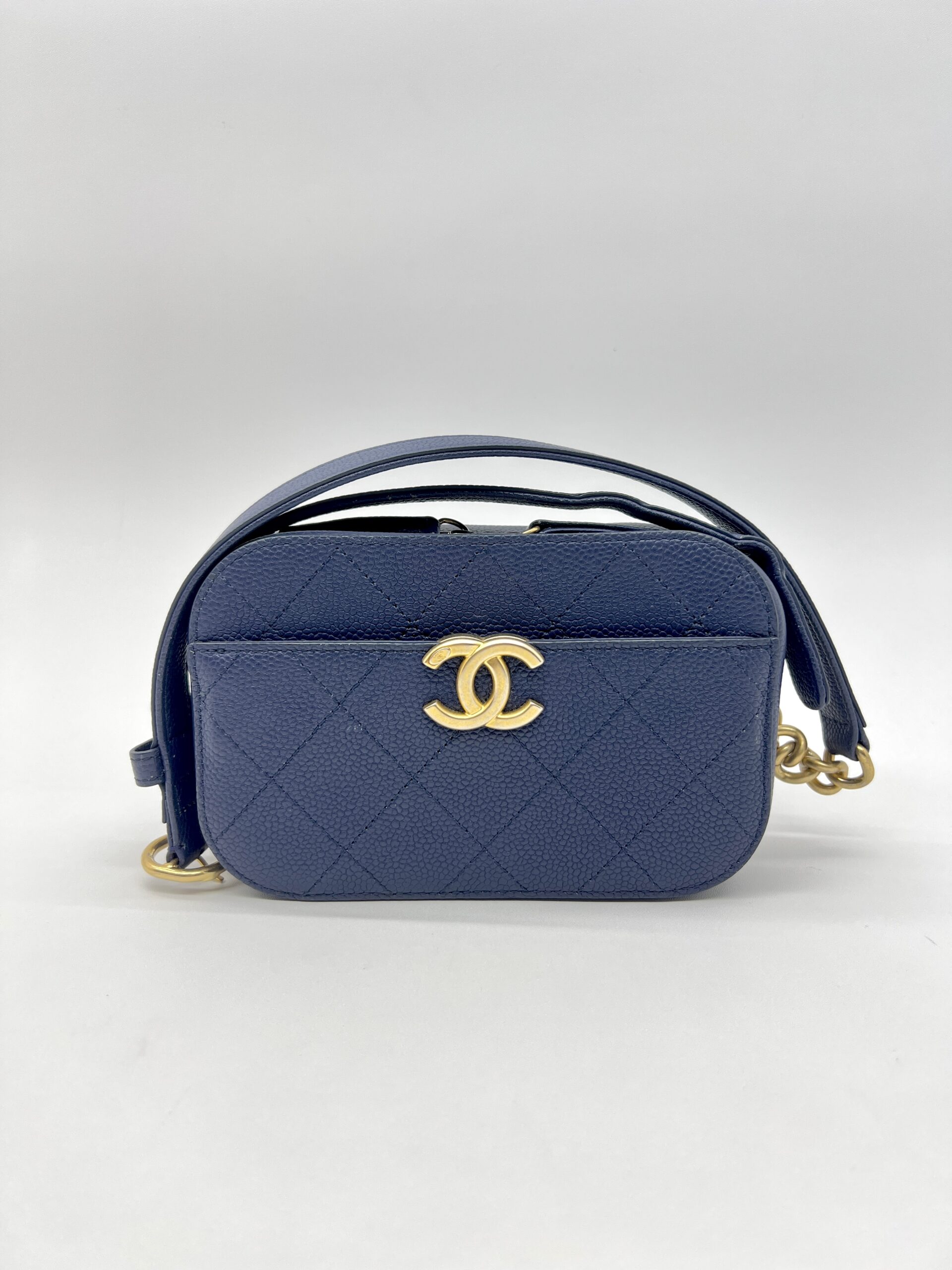Chanel Chic Affianty Belt Bag Caviar Blue GHW