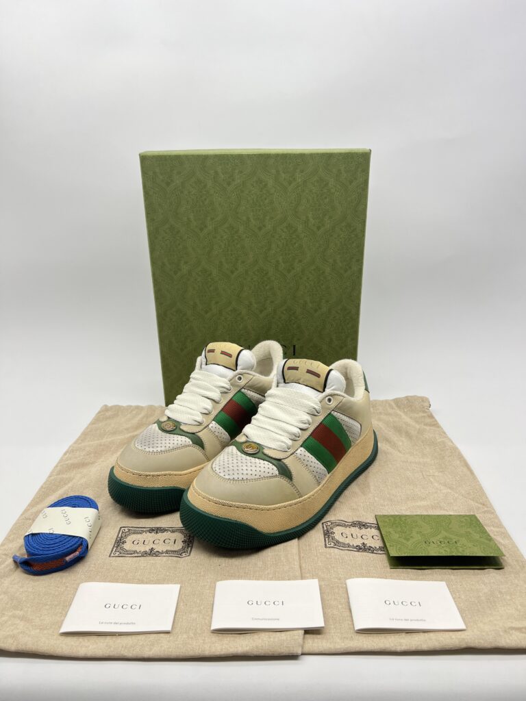 Gucci Screener Sneakers White Beige Web