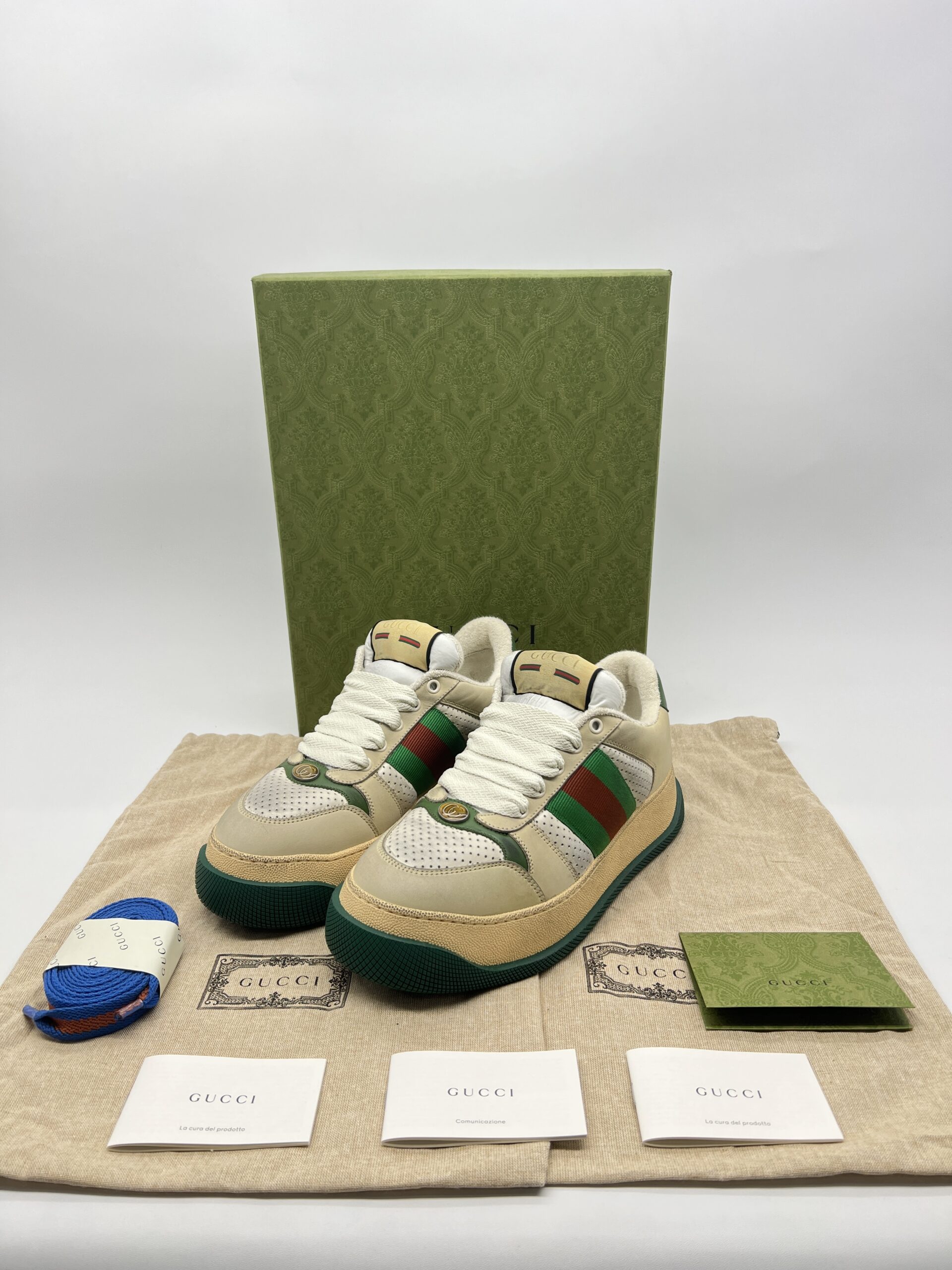 Gucci Screener Sneakers White Beige Web