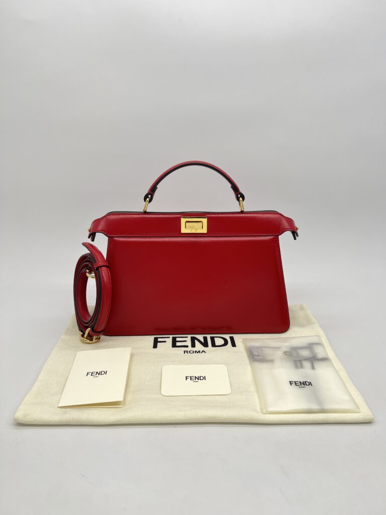 Fendi Peek A Boo Iseeu East West Calfskin Smooth Red GHW